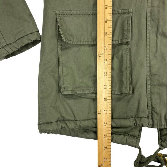 Miss London Jacket Women S Green Sherpa-lined Full Zip Faux Fur Trim Hooded Coat - Picture 14 of 16